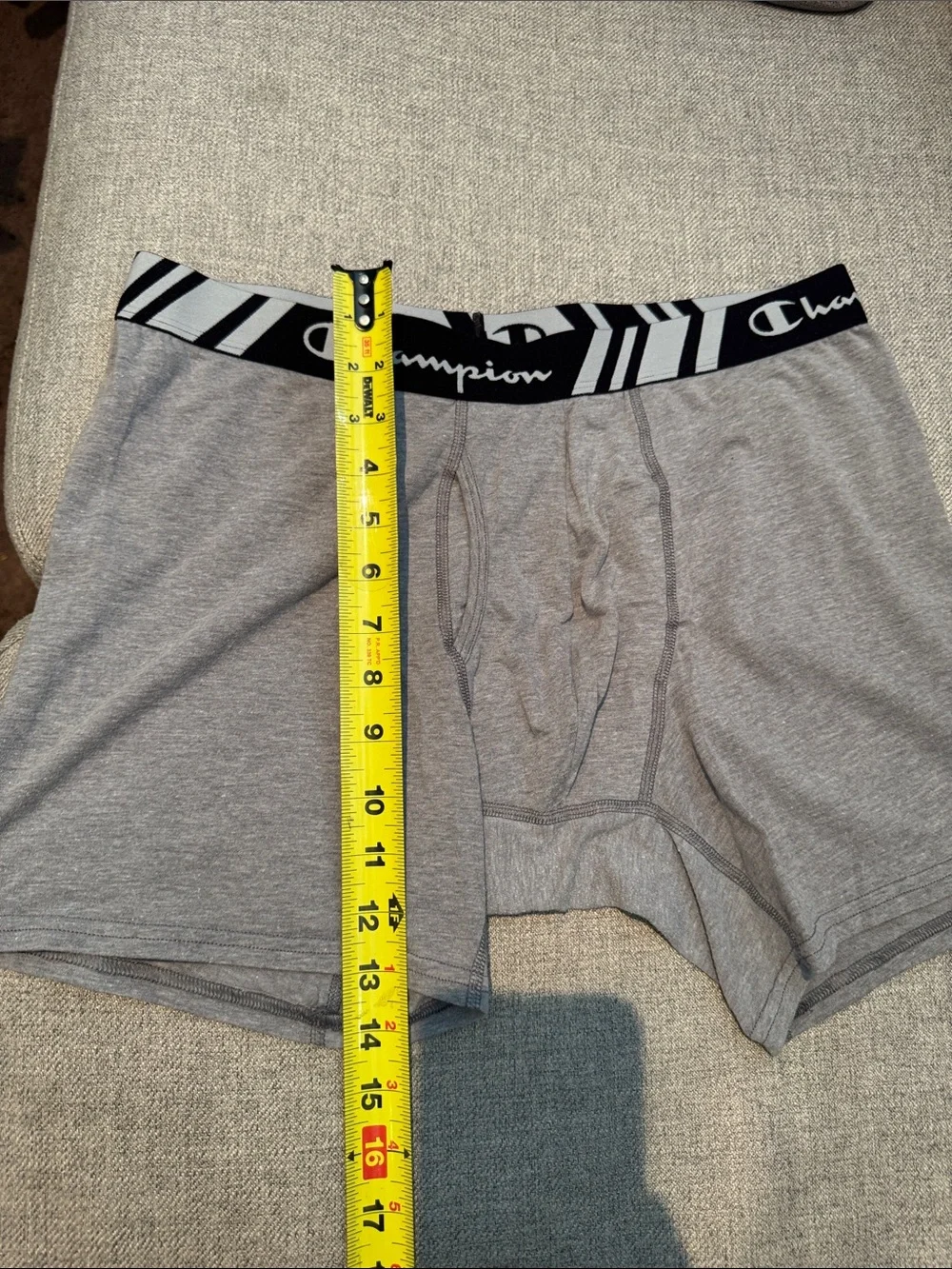 Champion Men’s Heather Gray Boxer Briefs with Black Branded Waistband